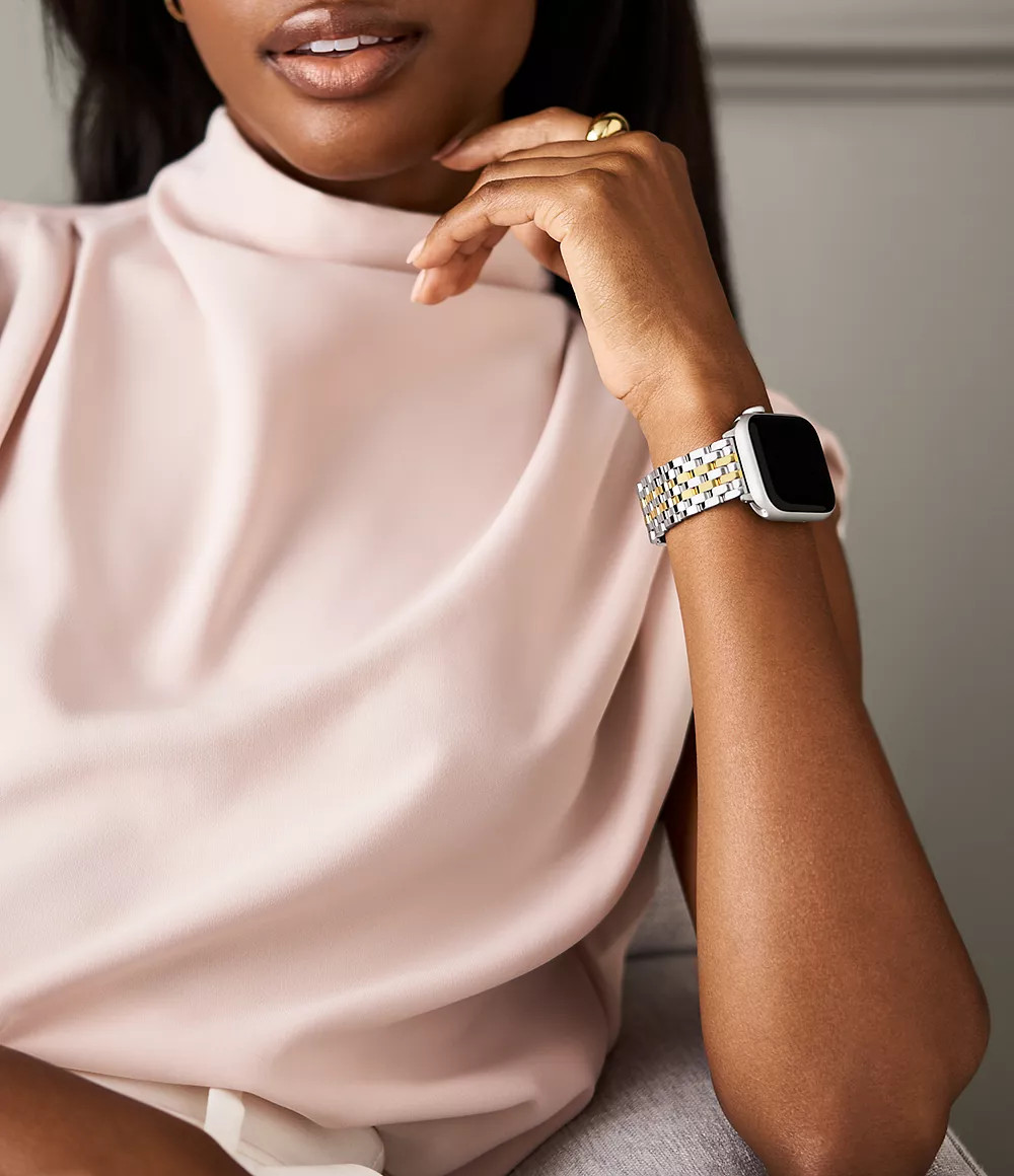 38/40/41mm and 42/44/45/49mm Two-Tone 18K Gold-Plated Bracelet Band for Apple Watch® | Michele Watches