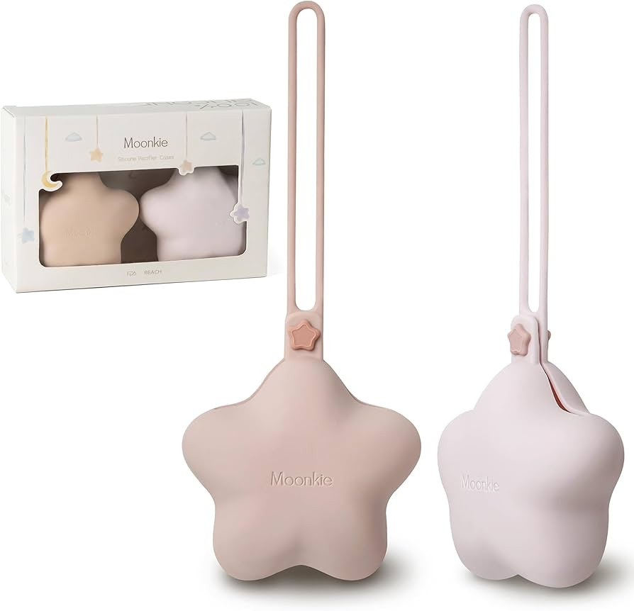 Moonkie Silicone Pacifier Holder Case, Cute Portable Pacifier Storage Case, 2 Pack | Amazon (US)