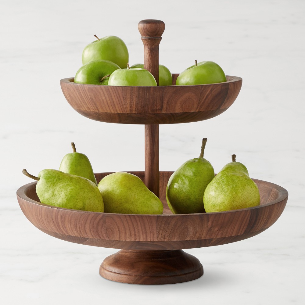 Williams Sonoma Walnut Two Tier Fruit Bowl | Williams-Sonoma