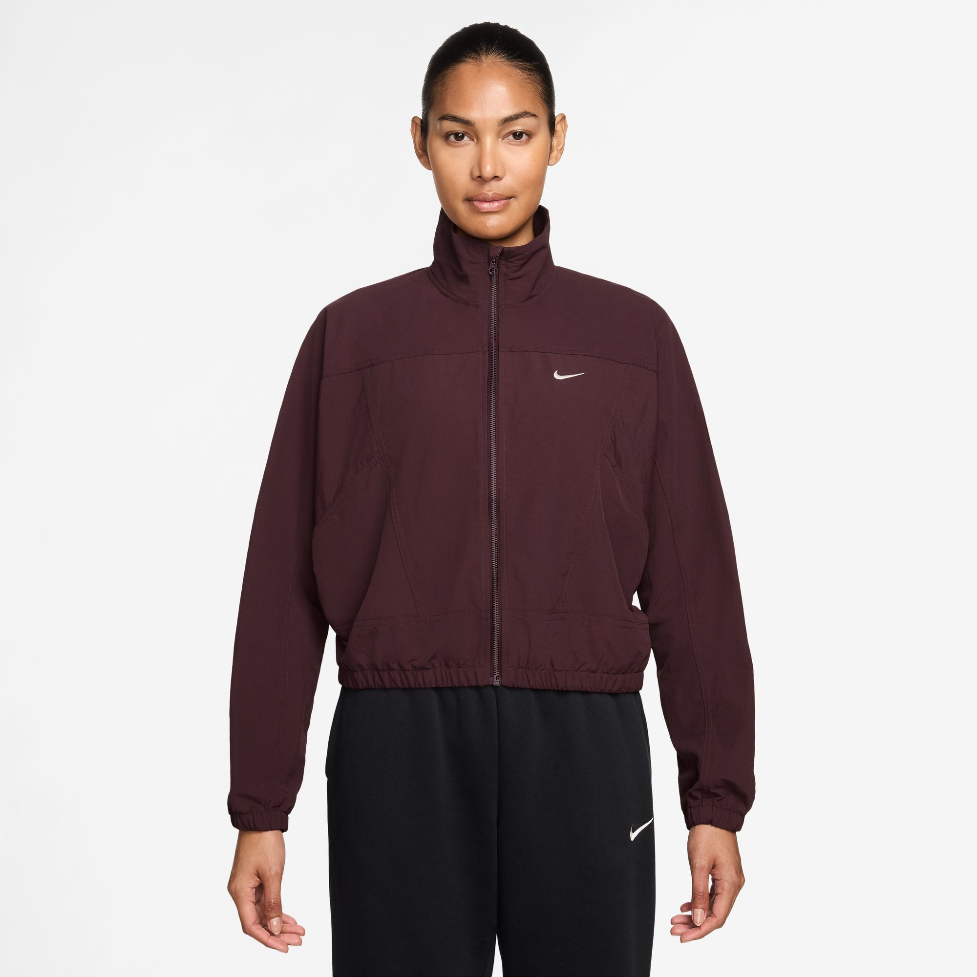 Nike Women's Sportswear Everything Wovens Repel UV Protection Jacket, XL, Burgundy Crush | Going Going Gone