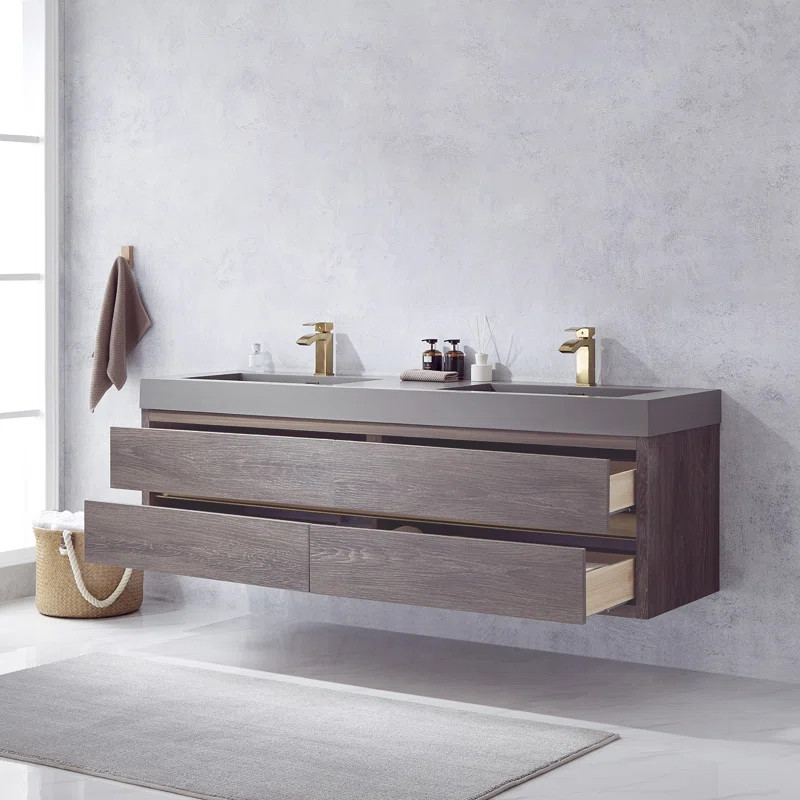 Palencia 72" Wall-Mounted Double Bathroom Vanity Set | Wayfair North America