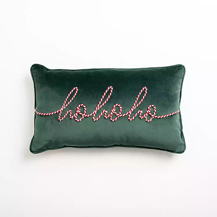 Green Velvet Ho Ho Ho Christmas Pillow | Kirkland's Home