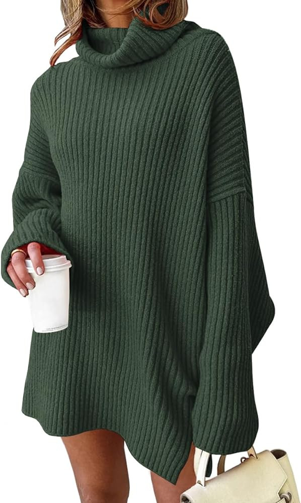 LILLUSORY Womens Turtleneck Oversized Long Sweater Dress 2025 Plus Size Tunic Pullover Knit Winte... | Amazon (US)