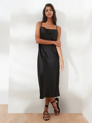Cowl-Neck Satin Slip Dress | Banana Republic Factory