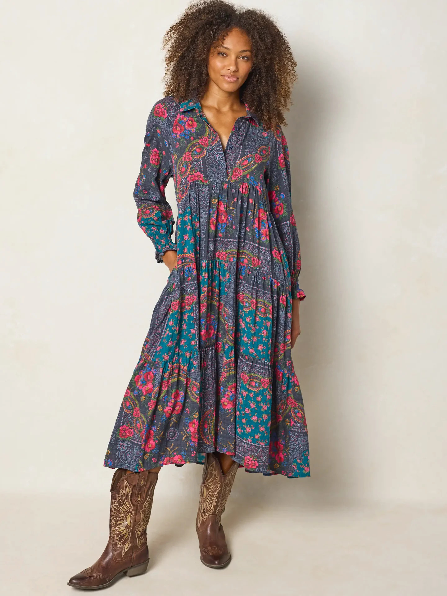 Rebecca Long Sleeve Midi Dress | Natural Life