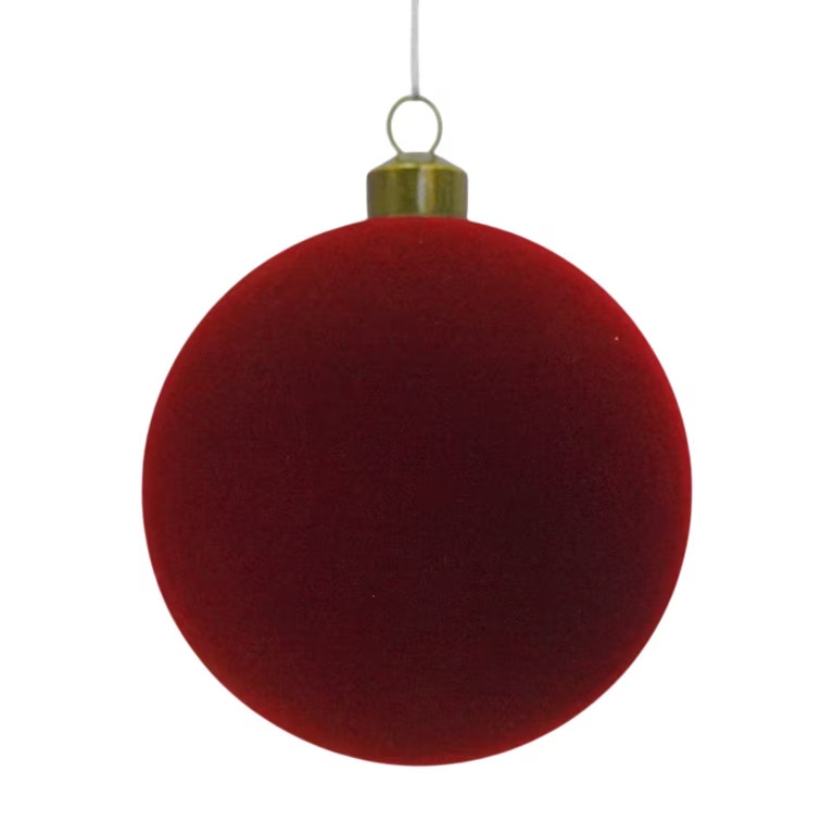 4-Count Dark Red Velvet-Feel Ball Shatterproof Christmas Ornaments, 3.9", by Holiday Time | Walmart (US)