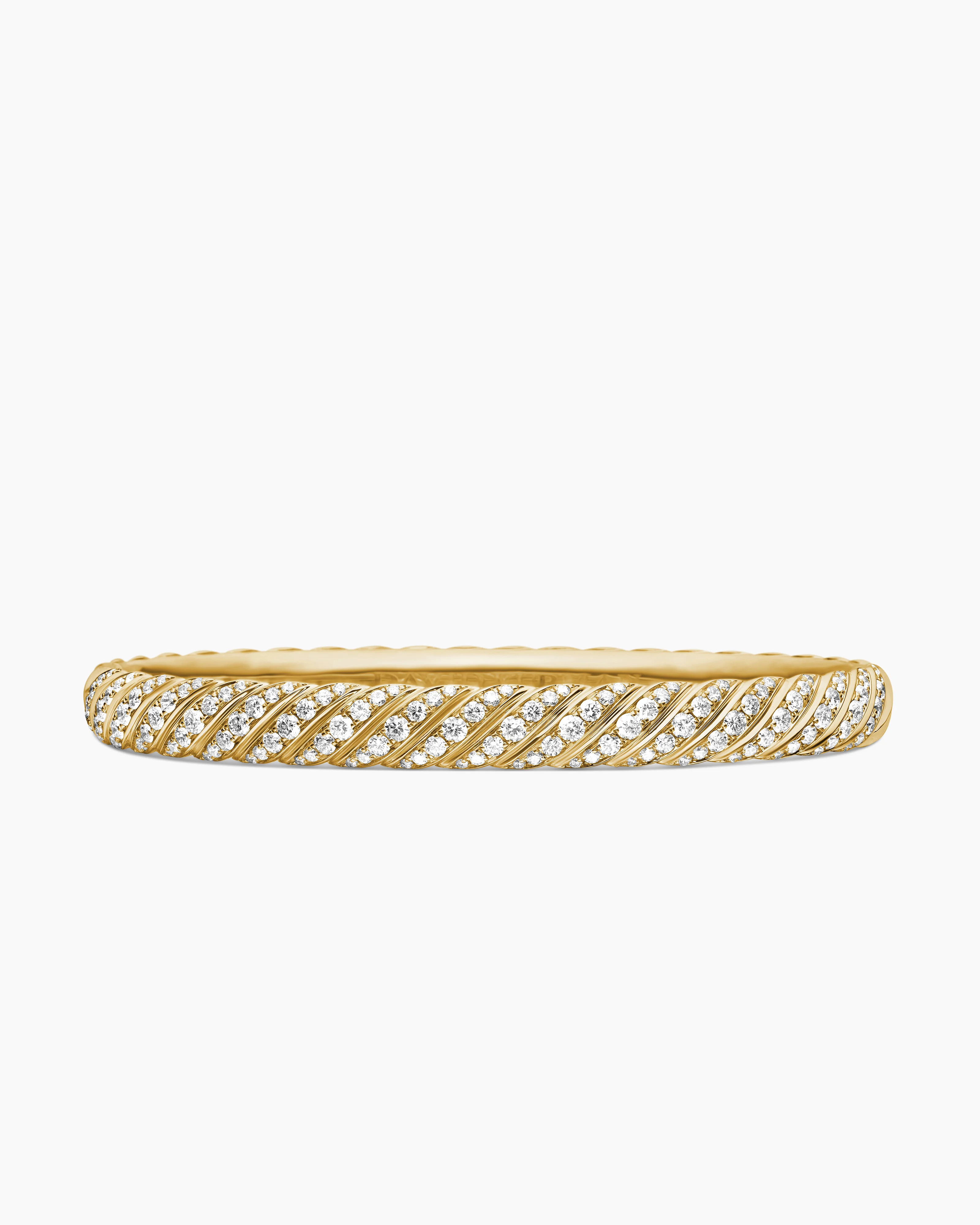 David Yurman | Sculpted Cable Bangle Bracelet in 18K Yellow Gold with Diamonds, 6.2mm | David Yurman