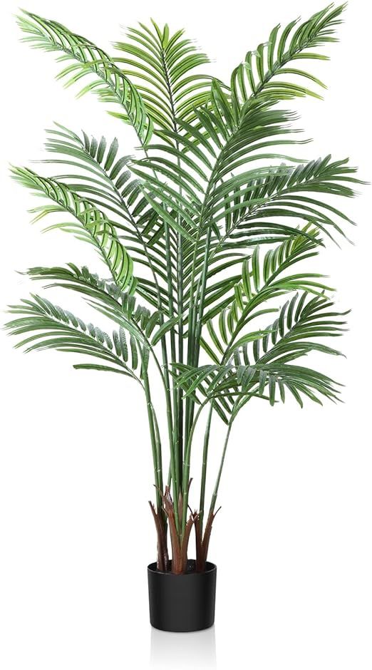 CROSOFMI Artificial Areca Palm Plant 5 Feet Fake Palm Tree with 13 Leaves Faux Yellow Palm in Pot... | Amazon (US)
