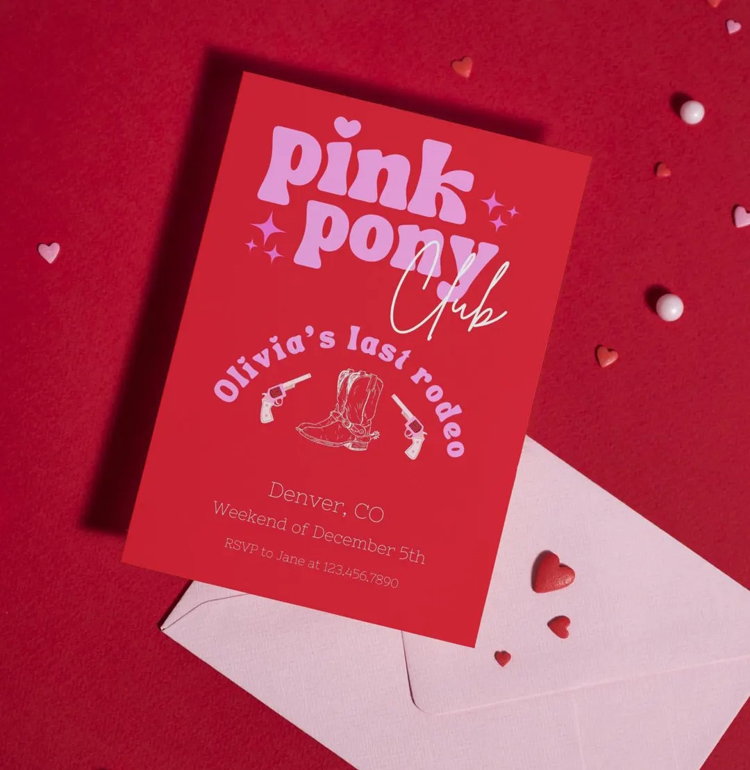 Chappell Roan Pink Pony Club Bachelorette or Galentines Party Invitation - 4x6 / A6 & 5x7 / A7 an... | Etsy (US)