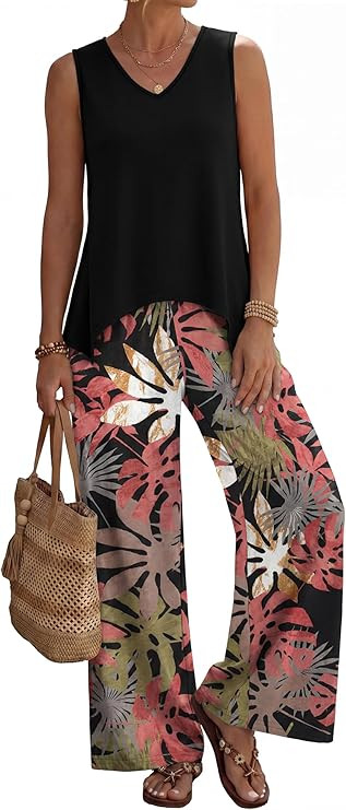 WIHOLL Two Piece Sets for Women Dressy Lounge Sets Summer Outfits Cruise Travel Beach Vacation Ca... | Amazon (US)