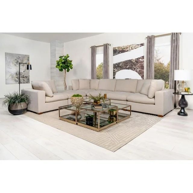 Coaster Lakeview 6-piece Fabric Upholstered Modular Sectional Sofa Ivory | Walmart (US)