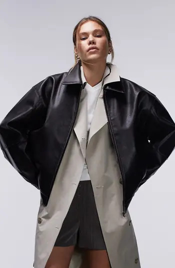 Topshop Faux Leather Bomber Jacket | Nordstrom | Nordstrom