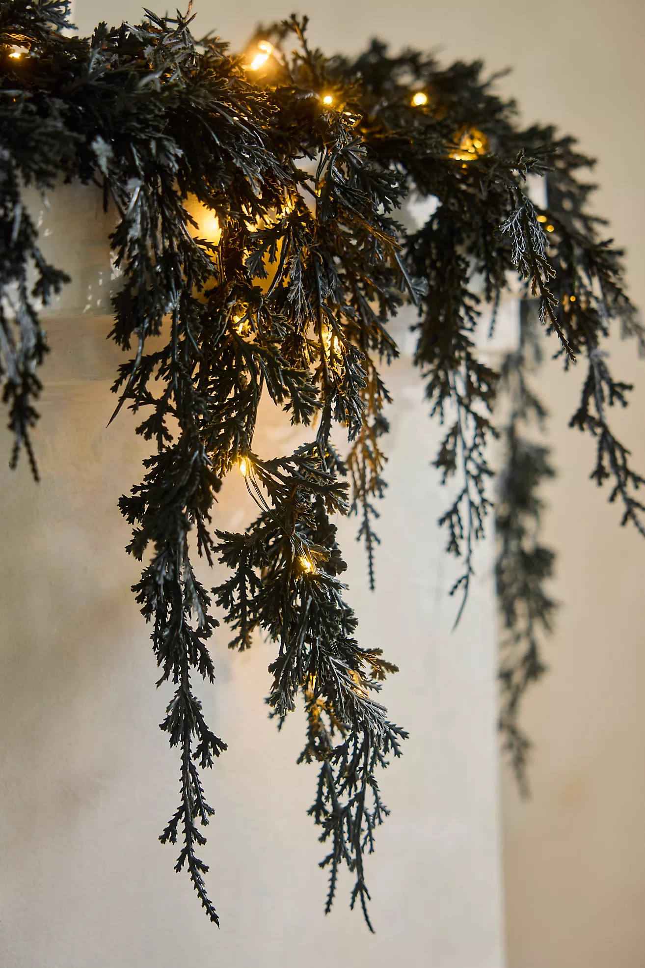 LED Cascading Black Boughs Garland | Anthropologie (US)