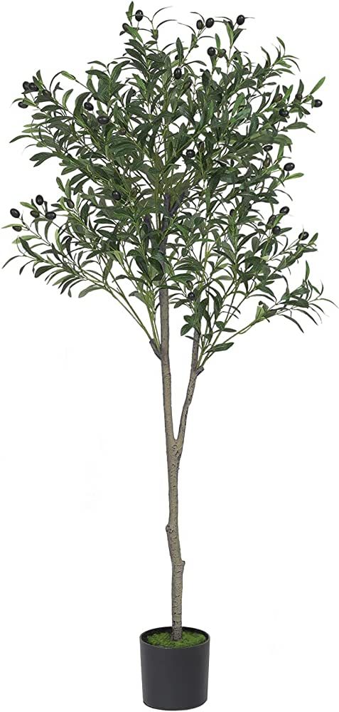VIAGDO Artificial Olive Tree 5.25ft Tall Fake Potted Olive Silk Tree with Planter Large Faux Oliv... | Amazon (US)
