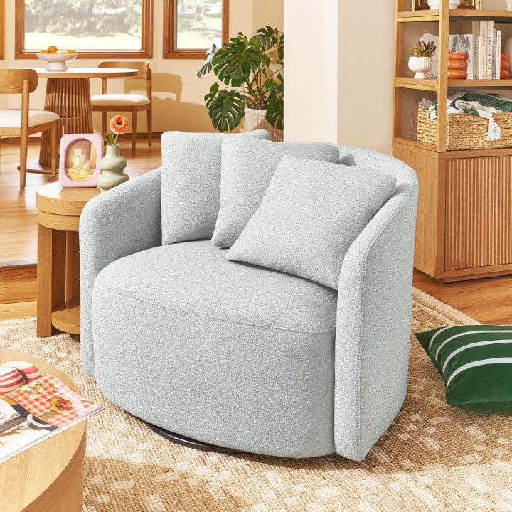 Beautiful Drew Accent Chair by Drew Barrymore, Cornflower Blue Boucle | Walmart (US)