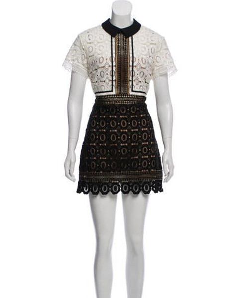 Self-Portrait Lace-Accented Mini Dress Black | The RealReal