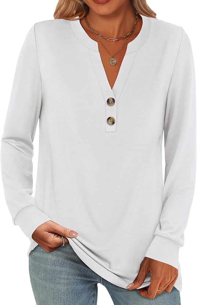 ANRABESS Women's Long Sleeve Shirts 2025 Fall Henley Business Casual Tops Cute T-Shirts Work Blou... | Amazon (US)