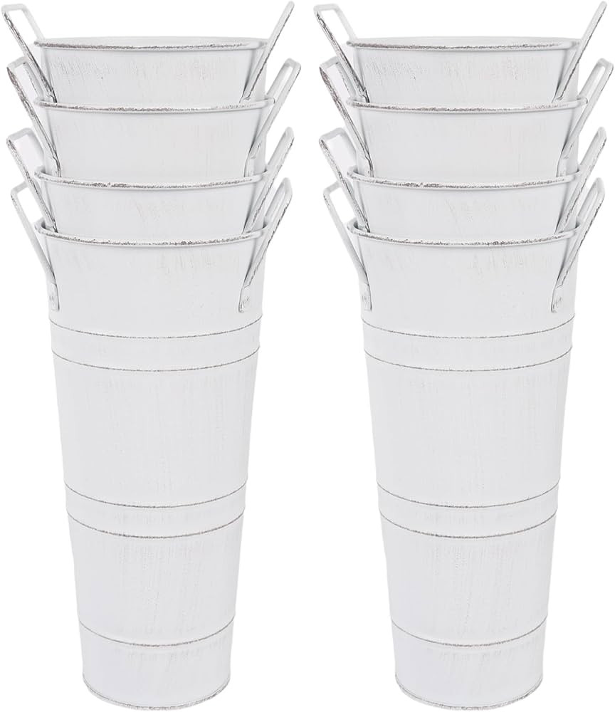 Nowdowin Set of 8 Small Galvanized Metal Vases for Flowers,Small Galvanized Flower Bucket,Metal F... | Amazon (US)