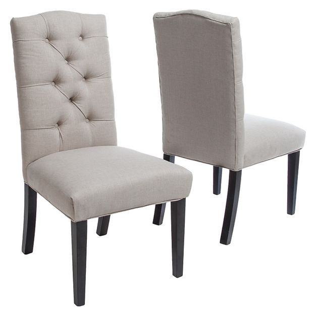 Set of 2 Berlin Tufted Fabric Dining Chair Natural - Christopher Knight Home | Target