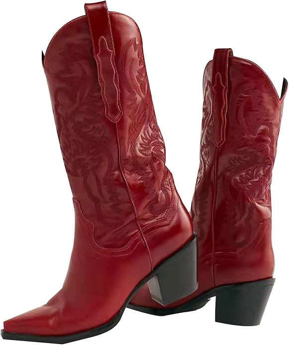 CYNLLIO Women's Western Cowboy Chunky Heel Boots Bohemian Embroidery Ankle Booties Casual Ethnic ... | Amazon (US)