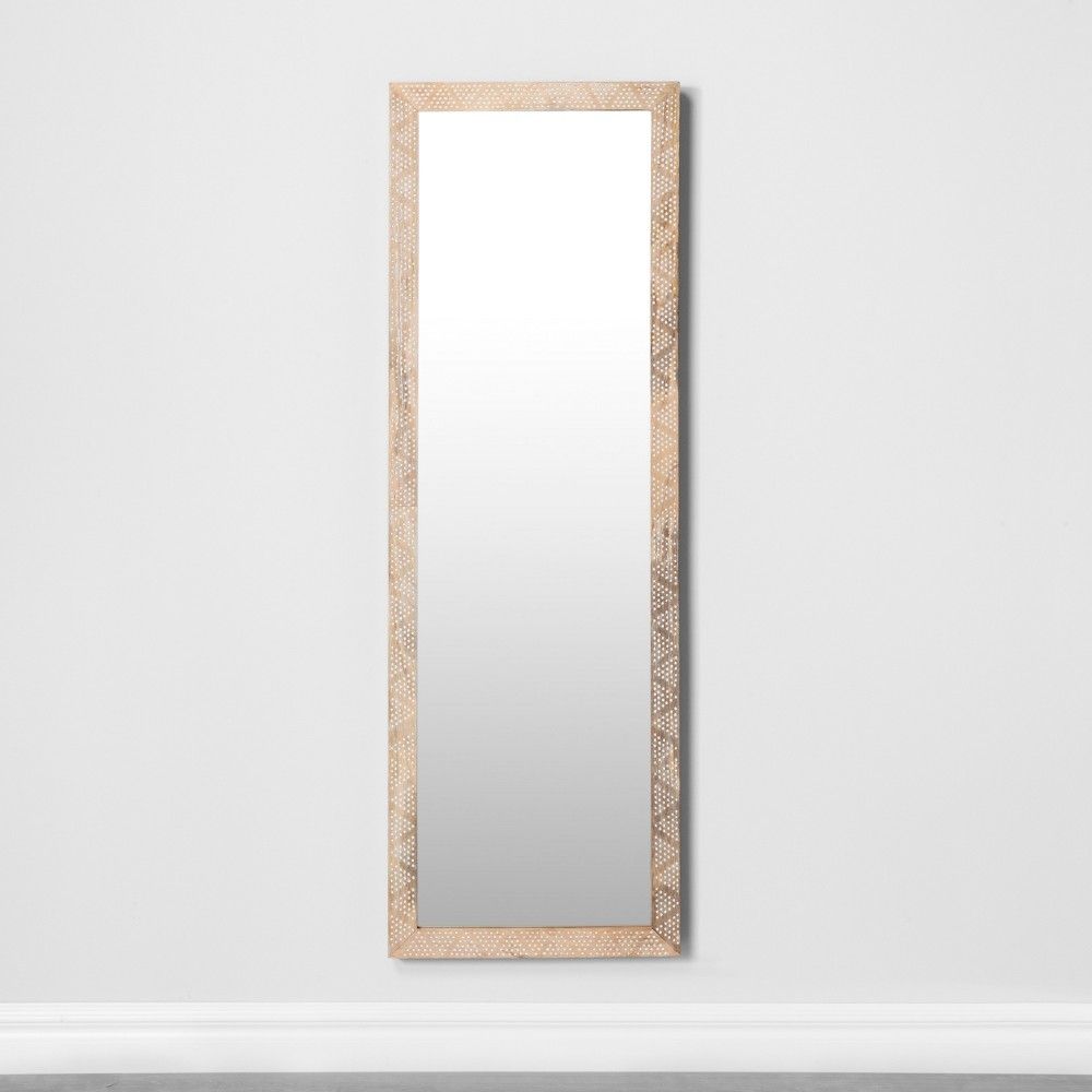 Carved Dot Natural Wood Floor Mirror - Opalhouse , Brown | Target