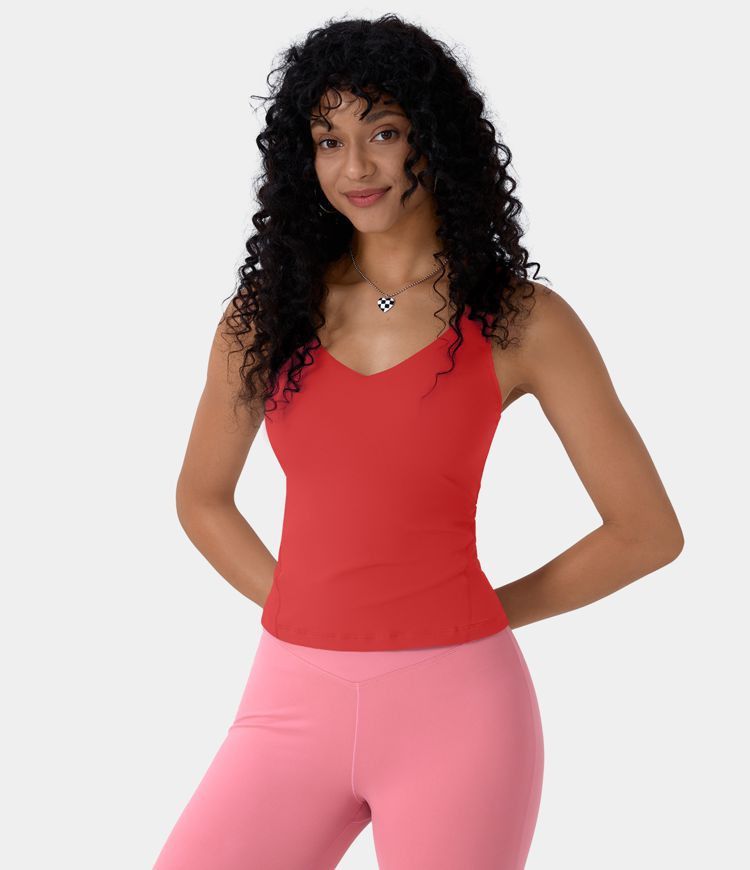 Women’s Softlyzero™ Plush Padded V Neck Plain Tank Top - Halara | HALARA