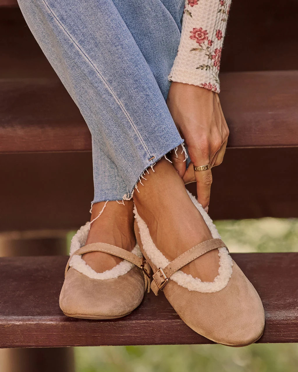 Lyla Faux Suede Shearling Ballet Flats | VICI
