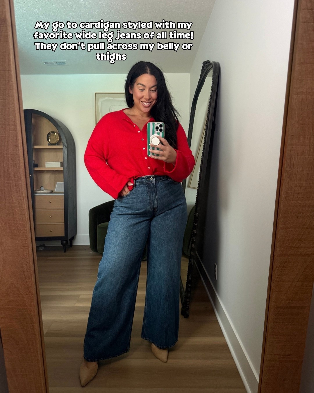 This red cardi is so flattering. Lightweight and a perfect layering piece 

Midsize fashion, ootd, outfit inspo, fall outfits

#LTKootd #LTKSeasonal #LTKMidsize