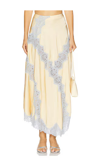 by Marianna Lay Midi Skirt in Beige & Blue | Revolve Clothing (Global)