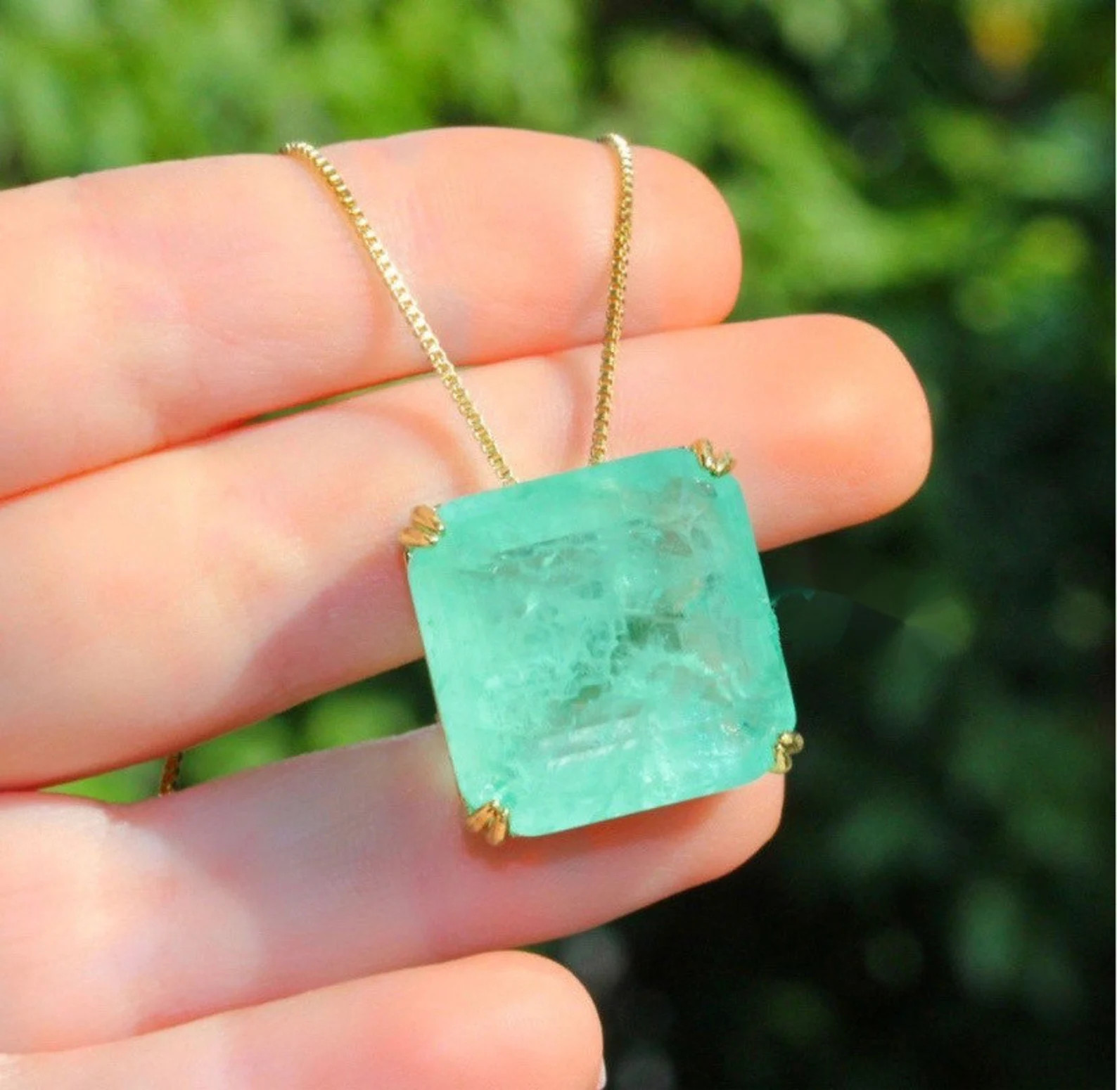 Attractive Princess Cut Natural Neon Green Colombian Emerald | Etsy | Etsy (US)