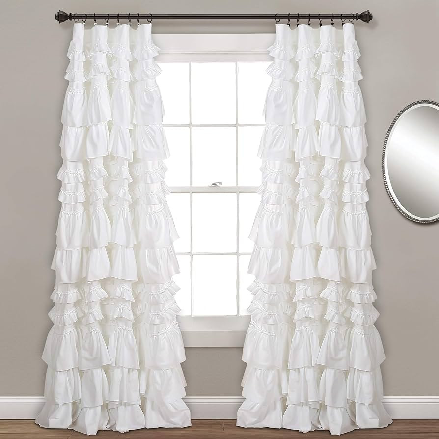 Lush Decor Kemmy Light Filtering Window Curtain Panel Single 52" W x 84" L White - Drapes - Ruffl... | Amazon (US)