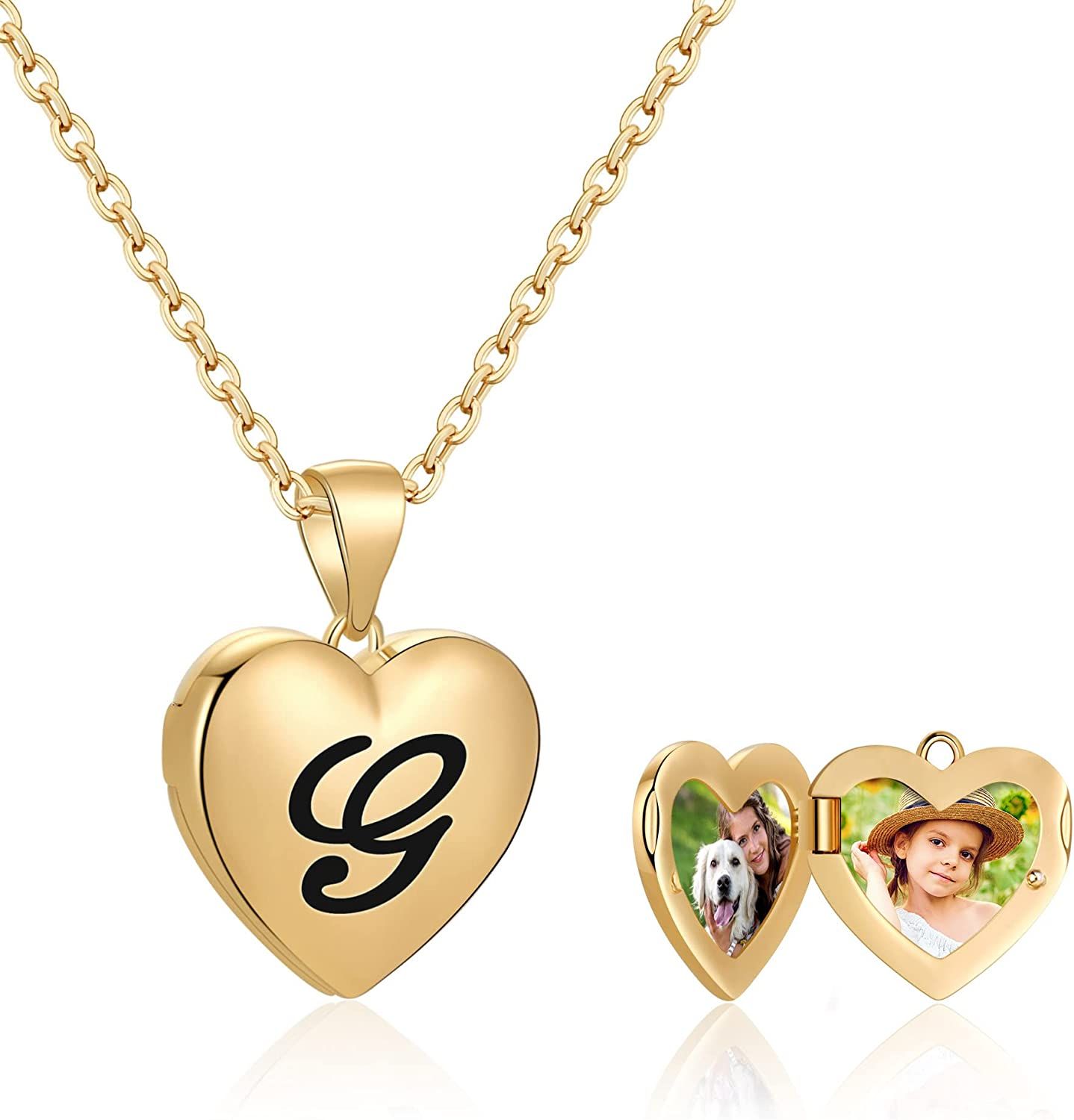 IEFWELL Locket Necklaces That Holds Pictures, 14K Gold Plated Heart Picture Necklaces for Women G... | Amazon (US)