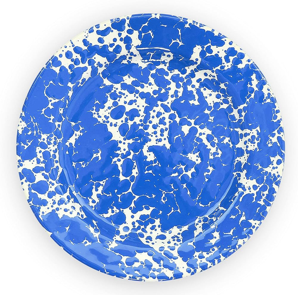 Crow Canyon Home Enamelware Flat Salad Plate, 8 inch, Blue/White Splatter (Set of 4) | Amazon (US)