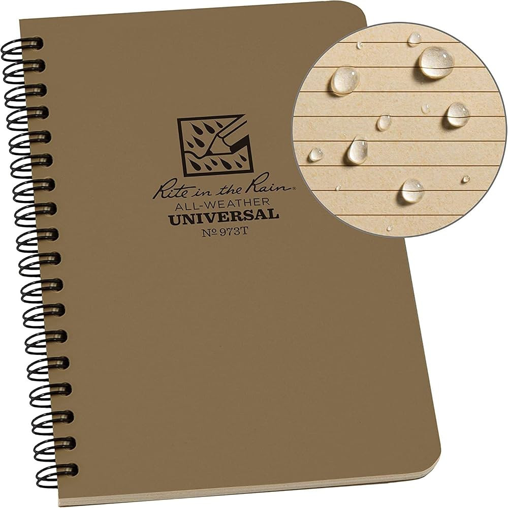 Rite In The Rain All-Weather Side-Spiral Notebook, 4 5/8" x 7", Tan Cover, Universal Pattern (No.... | Amazon (US)