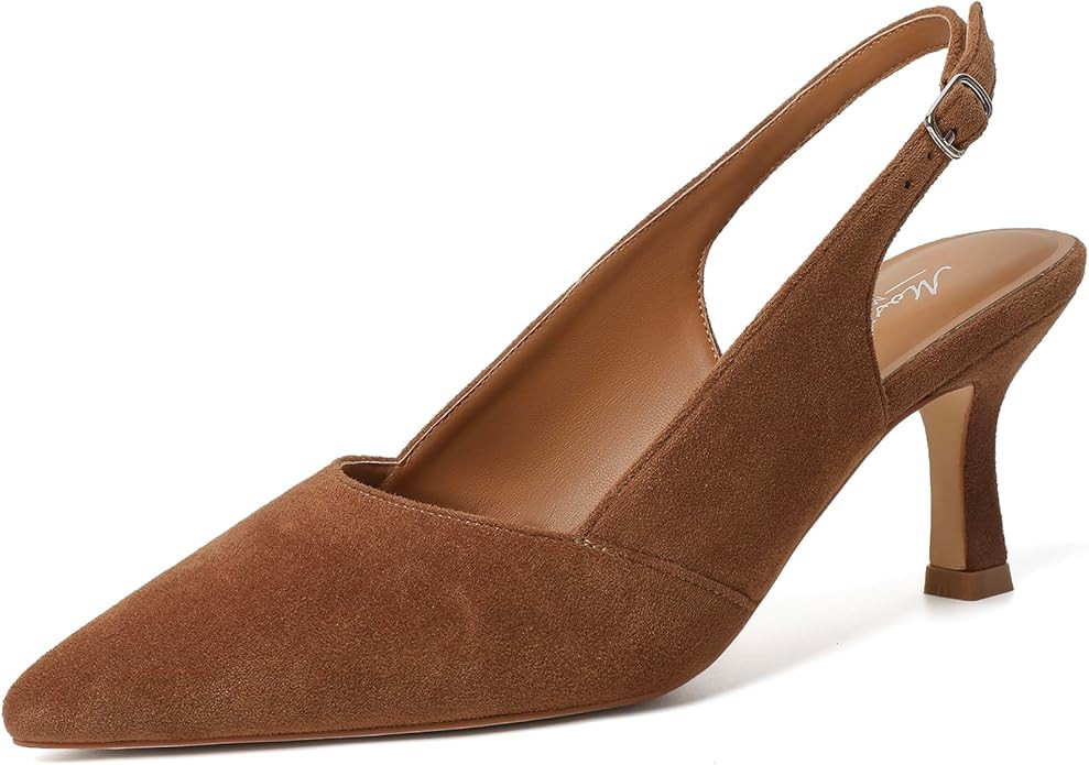 Mostrin Kitten Heels for Women Slingback Pointed Closed Toe Heels Women's Pumps Shoes for Wedding... | Amazon (US)