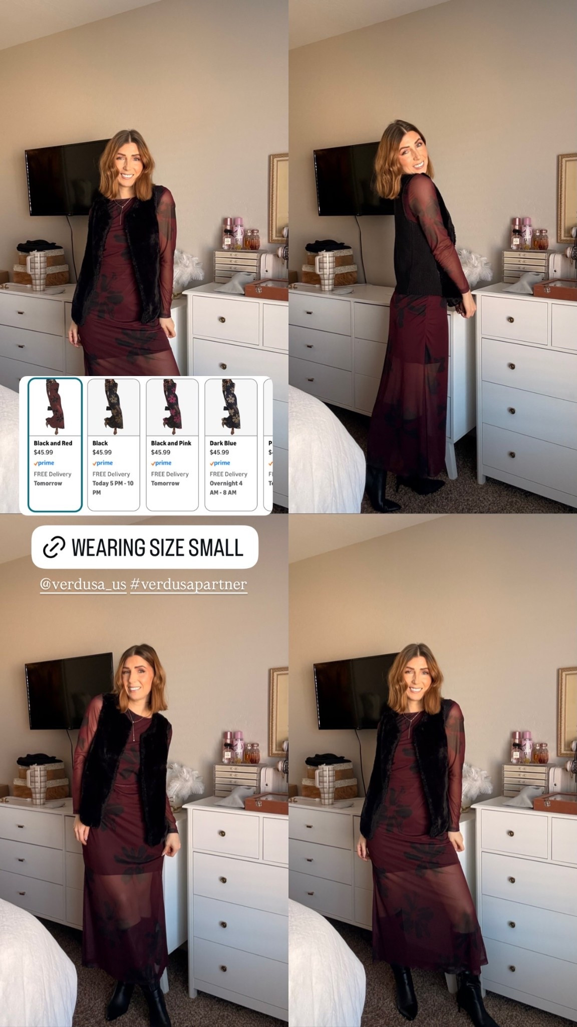 Black floral mesh long sleeve dress: size small

#LTKootd #LTKValentine #LTKPetite