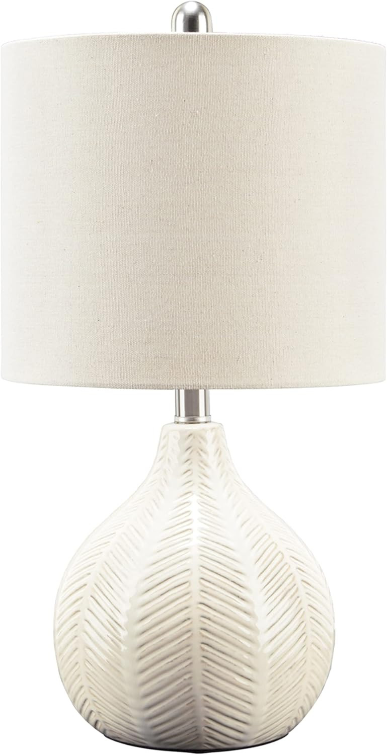 Signature Design by Ashley Rainermen 20" Modern Herringbone Ceramic Table Lamp, Off White | Amazon (US)