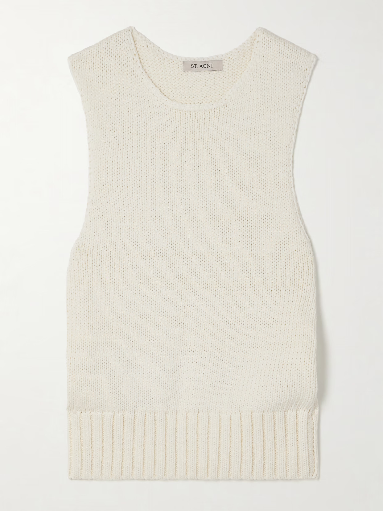 ST. AGNI - Crocheted Cotton, Linen And Silk-blend Tank - Ecru | NET-A-PORTER (US)