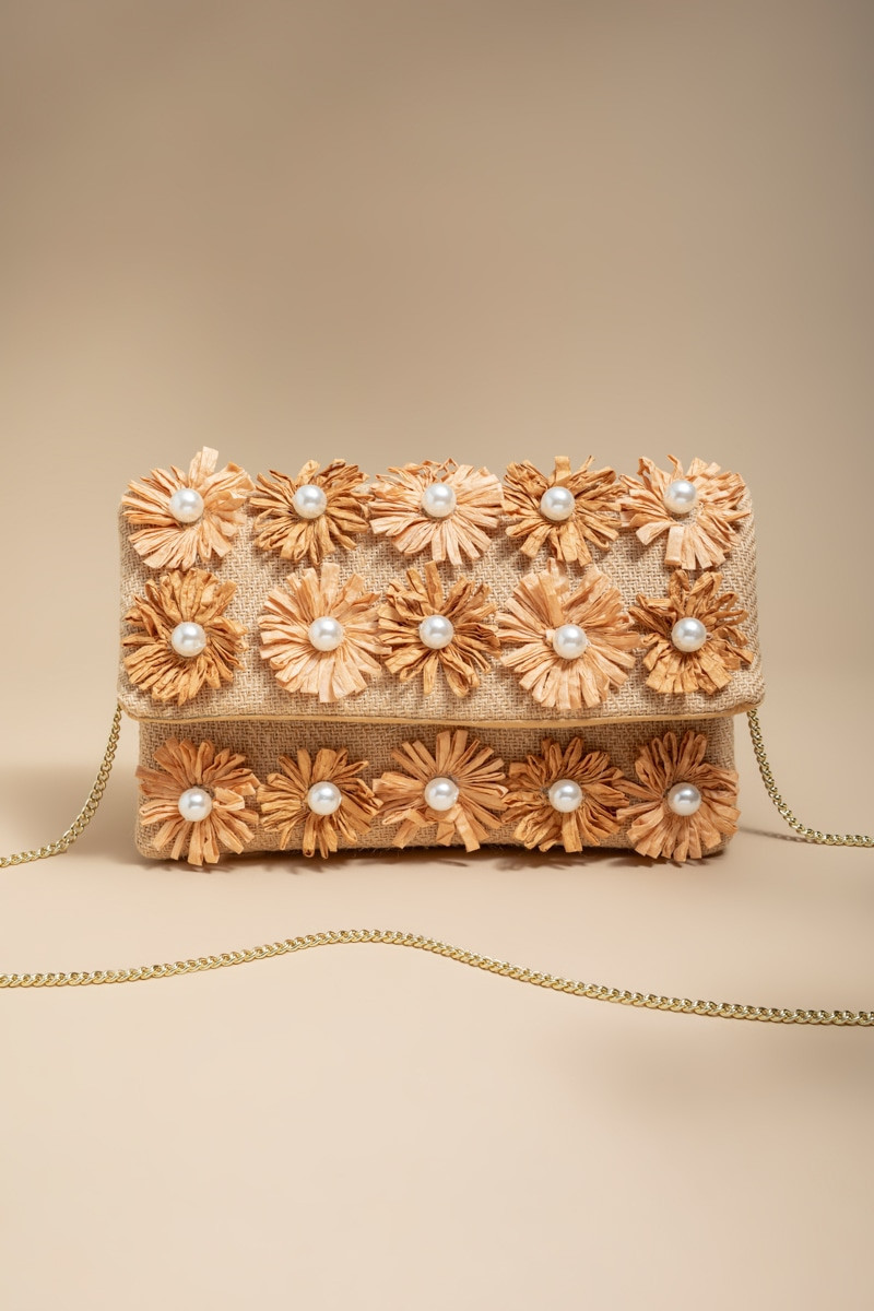 Alana Raffia Pearl Clutch Bag | Francesca's