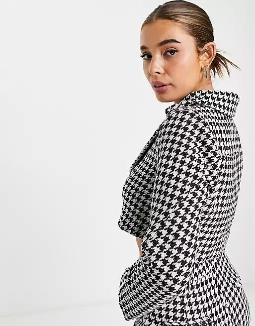 In The Style x Lorna Luxe houndstooth tailored jacket | ASOS (Global)