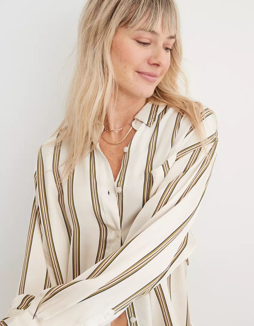 Aerie Satin PJ-To-Party Shirt | Aerie