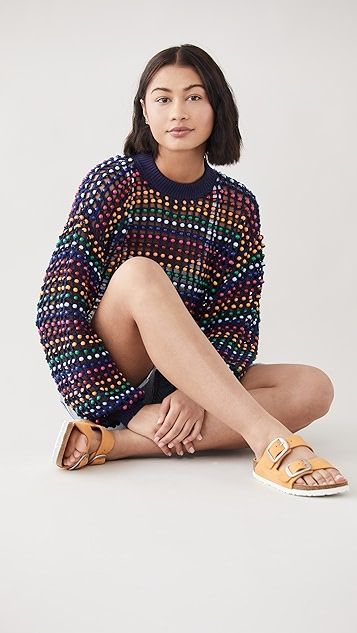 Multi Colored Beaded Crochet Sweater | Shopbop
