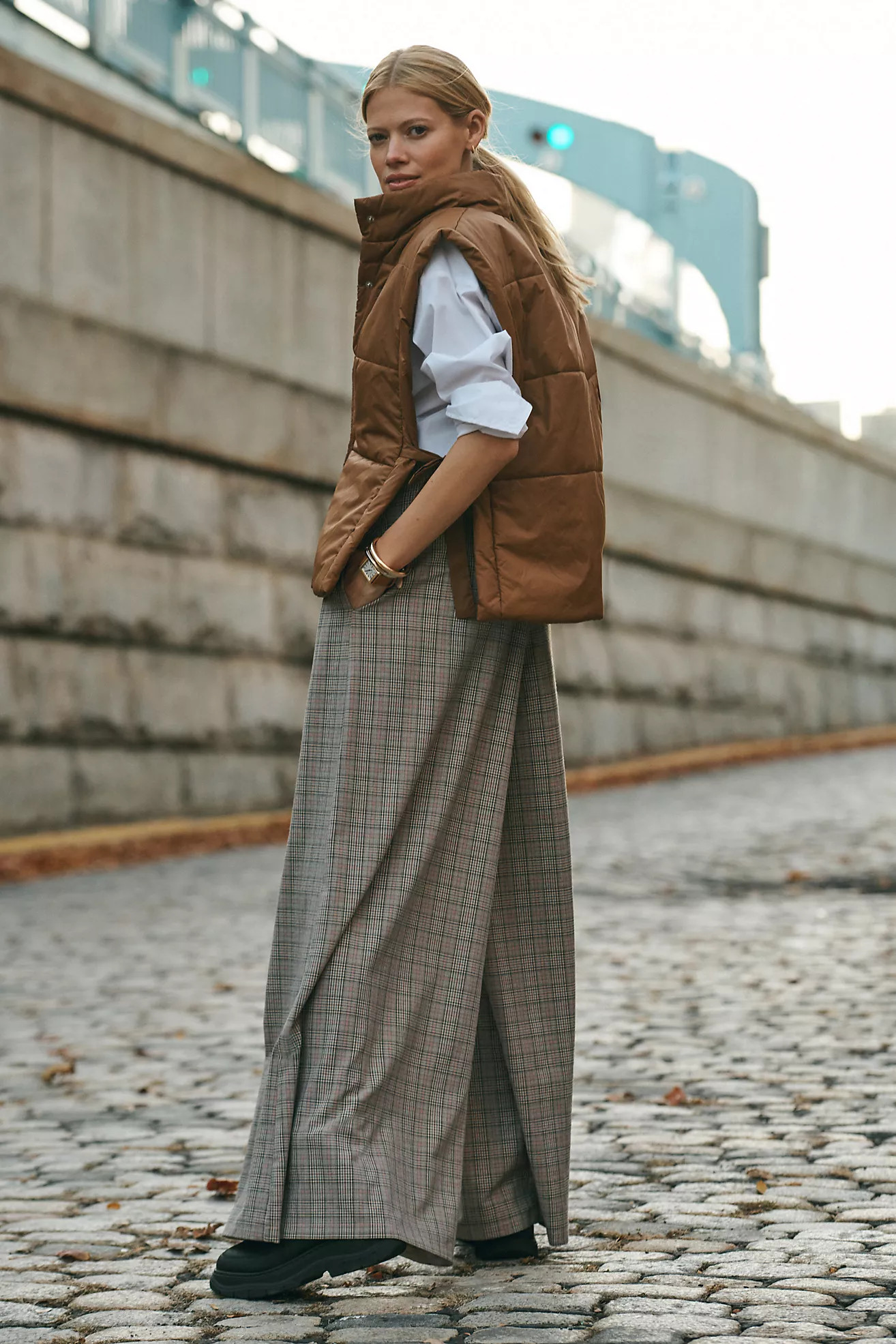 Corey Lynn Calter Pleated Wide-Leg Plaid Trousers | Anthropologie (US)