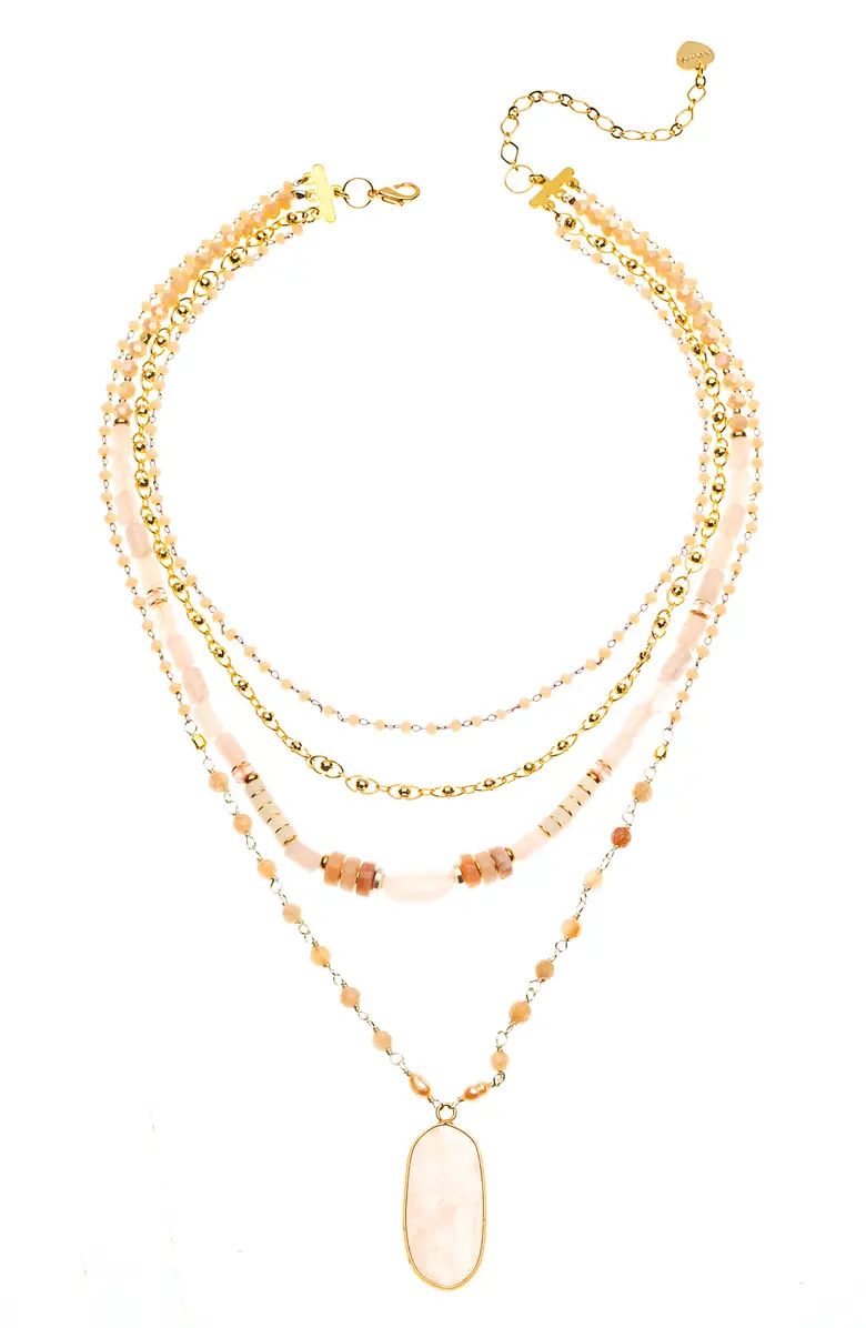 Nakamol Chicago Rose Quartz & Genuine Pearl Multistrand Pendant Necklace | Nordstrom | Nordstrom