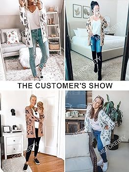 MEROKEETY Women's Open Front Leopard Knit Cardigan Sweaters Long Sleeve Outwear, A-Beige, S at Am... | Amazon (US)