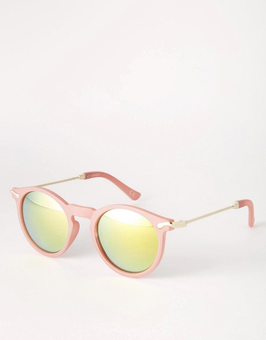 ASOS Skinny Round Sunglasses With Metal Arms And Flash Lens | ASOS UK