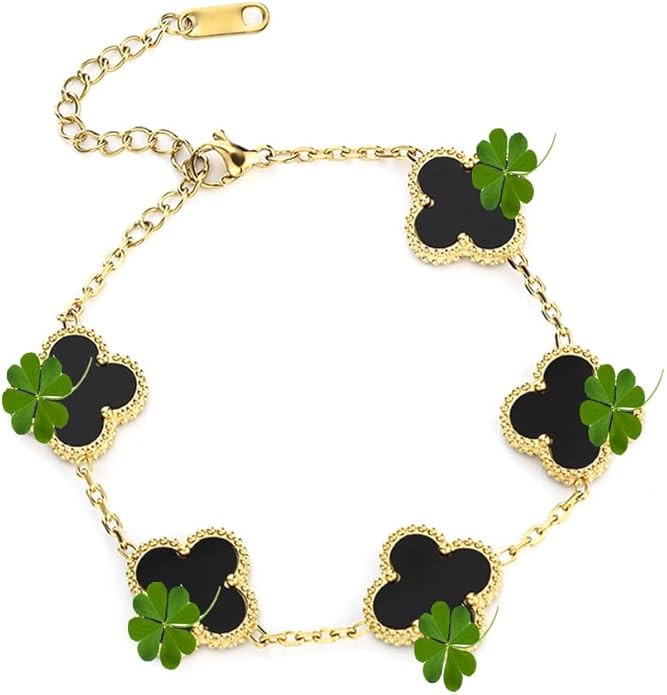 Luxury Bracelets for Women, 18K Gold Plated Clover for Women Lucky Four Leaf Link Bracelets Jewel... | Amazon (US)
