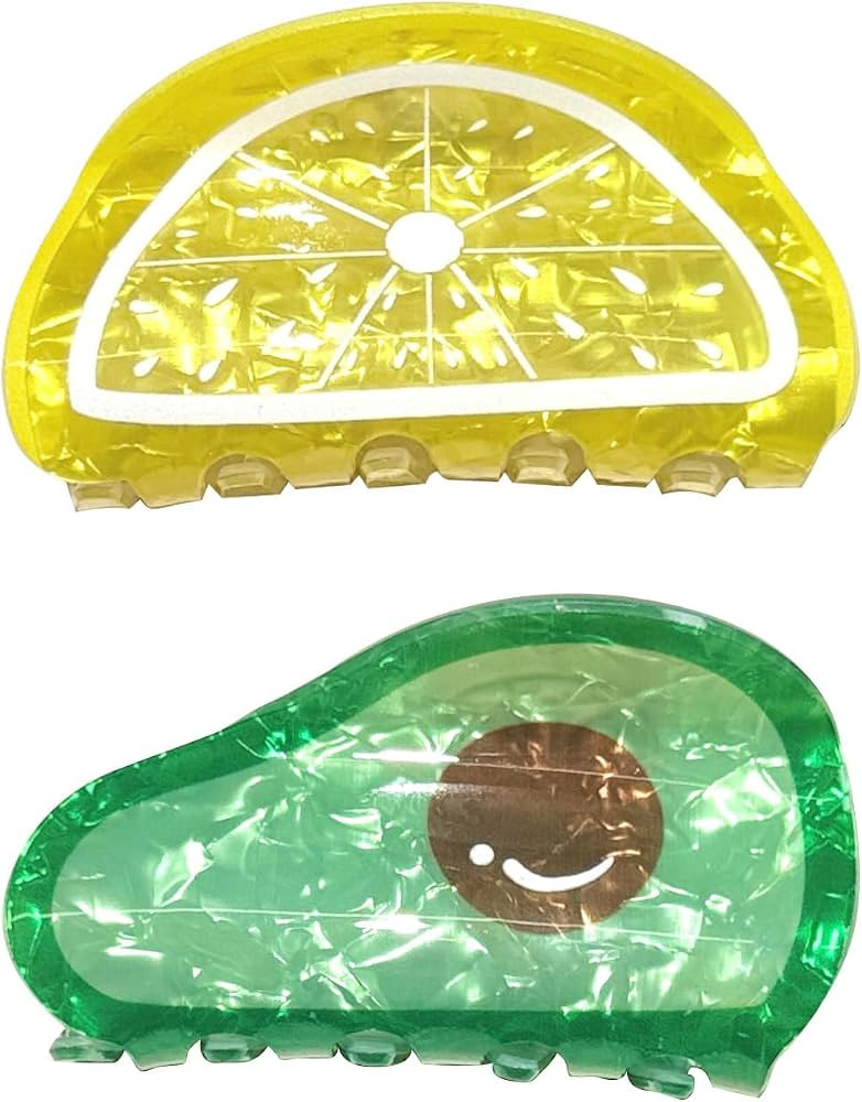 2 Pack Fruit Shaped Hair Clips Creative Summer Hair Clip Lemon Avocado Acrylic Hairs Clips for Wo... | Amazon (UK)