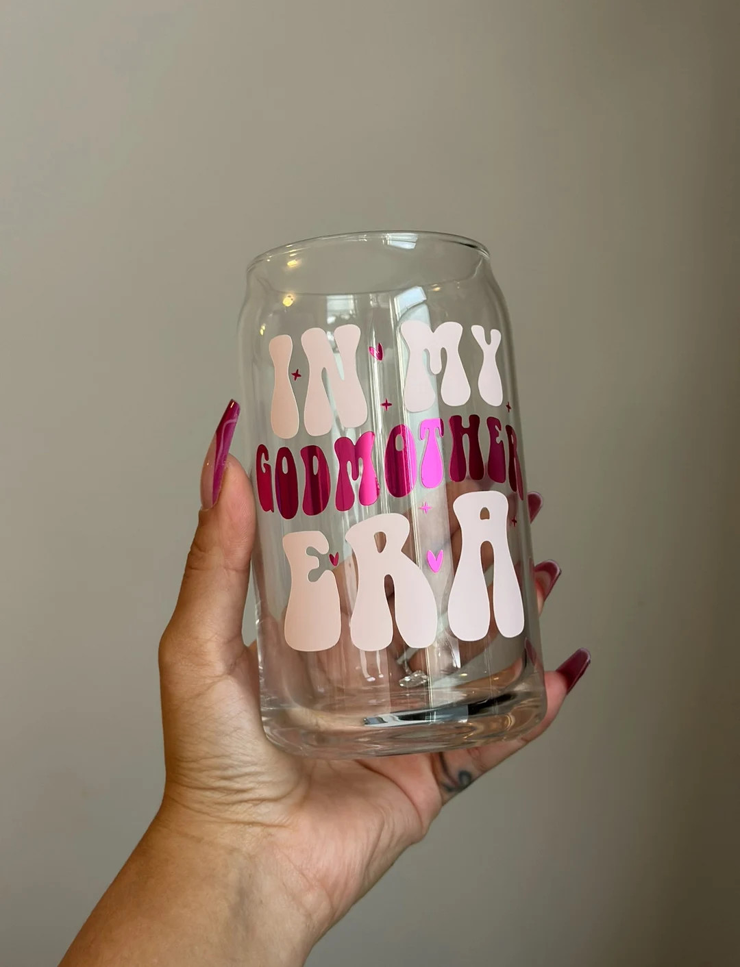 Godmother Glass Cup | In My Godmother Era Cup | Godparent Glass | Godmother Gift | Glass Can | Cu... | Etsy (US)