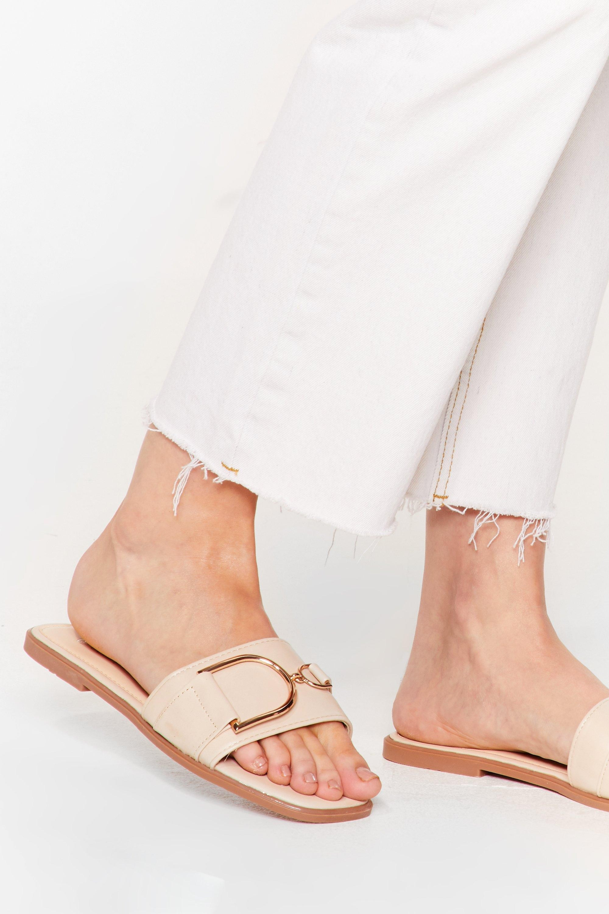 Buckle Up Faux Leather Flat Sandals | NastyGal (US & CA)